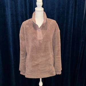 Maurices Dusty Mauve 1/2 Zip Teddy Jacket
